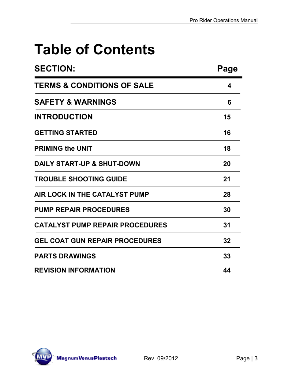 Magnum Venus Plastech Pro Rider Gel Coater User Manual | Page 3 / 45