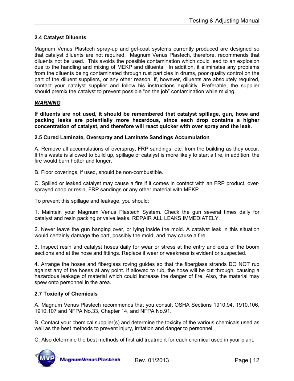 Magnum Venus Plastech TESTING & ADJUSTING YOUR MVP PUMPING SYSTEM User Manual | Page 12 / 47