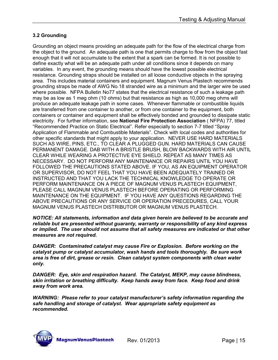 Magnum Venus Plastech TESTING & ADJUSTING YOUR MVP PUMPING SYSTEM User Manual | Page 15 / 47