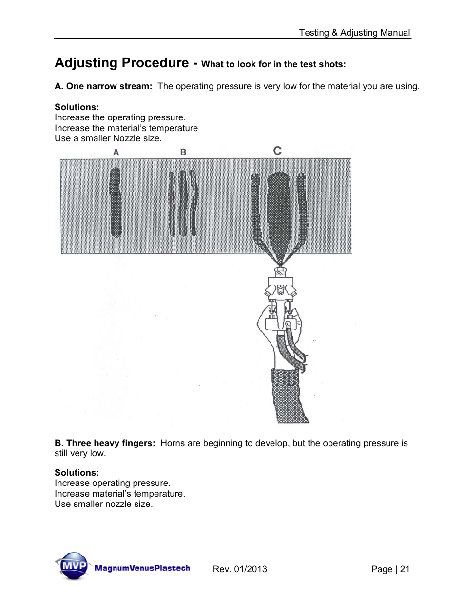 Adjusting procedure | Magnum Venus Plastech TESTING & ADJUSTING YOUR MVP PUMPING SYSTEM User Manual | Page 21 / 47
