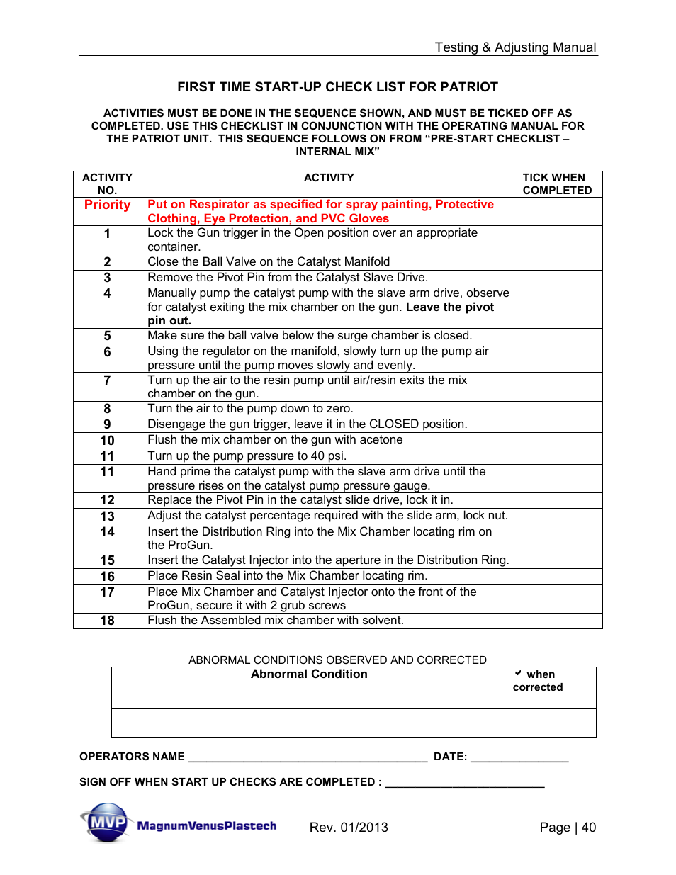 Magnum Venus Plastech TESTING & ADJUSTING YOUR MVP PUMPING SYSTEM User Manual | Page 40 / 47