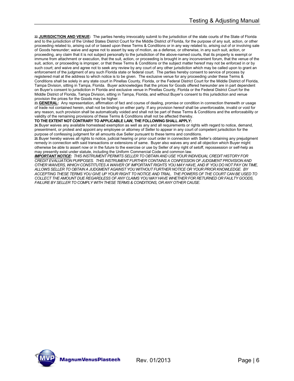 Magnum Venus Plastech TESTING & ADJUSTING YOUR MVP PUMPING SYSTEM User Manual | Page 6 / 47