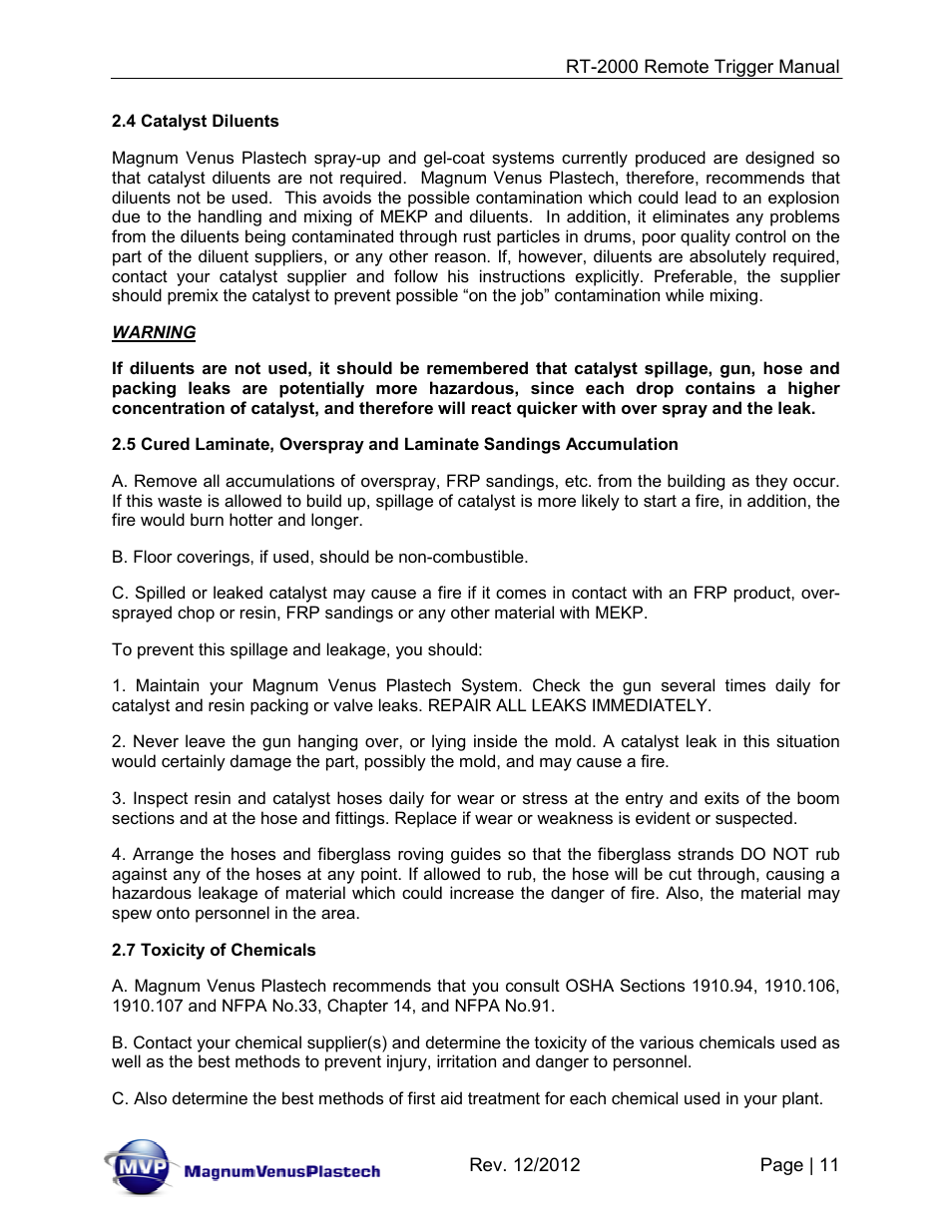 Magnum Venus Plastech RT-2000 PRO GUN SATURATOR TRIGGER User Manual | Page 11 / 34