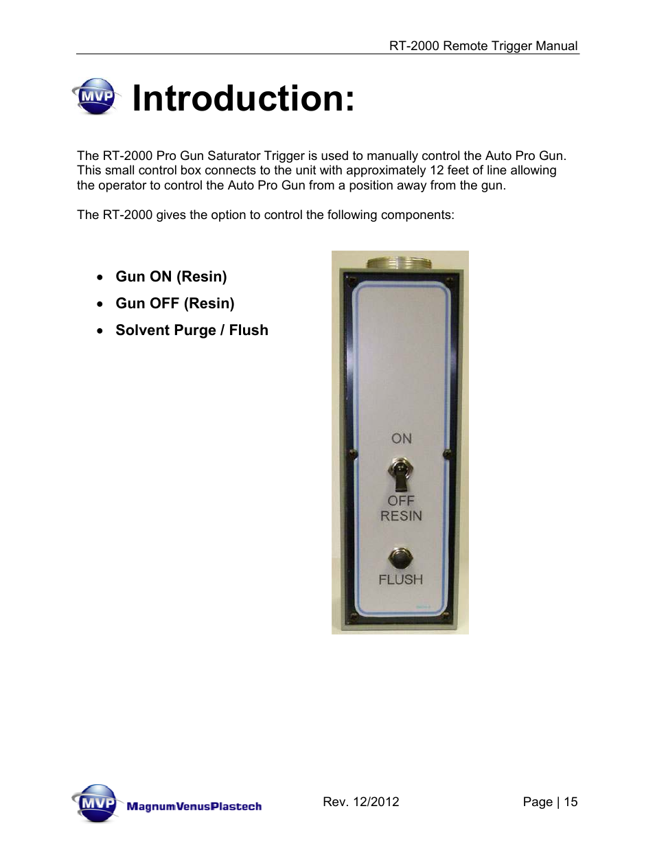 Introduction | Magnum Venus Plastech RT-2000 PRO GUN SATURATOR TRIGGER User Manual | Page 15 / 34