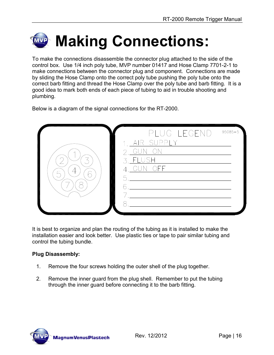 Making connections | Magnum Venus Plastech RT-2000 PRO GUN SATURATOR TRIGGER User Manual | Page 16 / 34