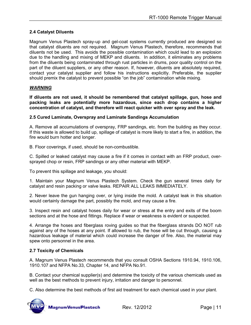 Magnum Venus Plastech RT-1000 PUSH BUTTON TRIGGER User Manual | Page 11 / 33