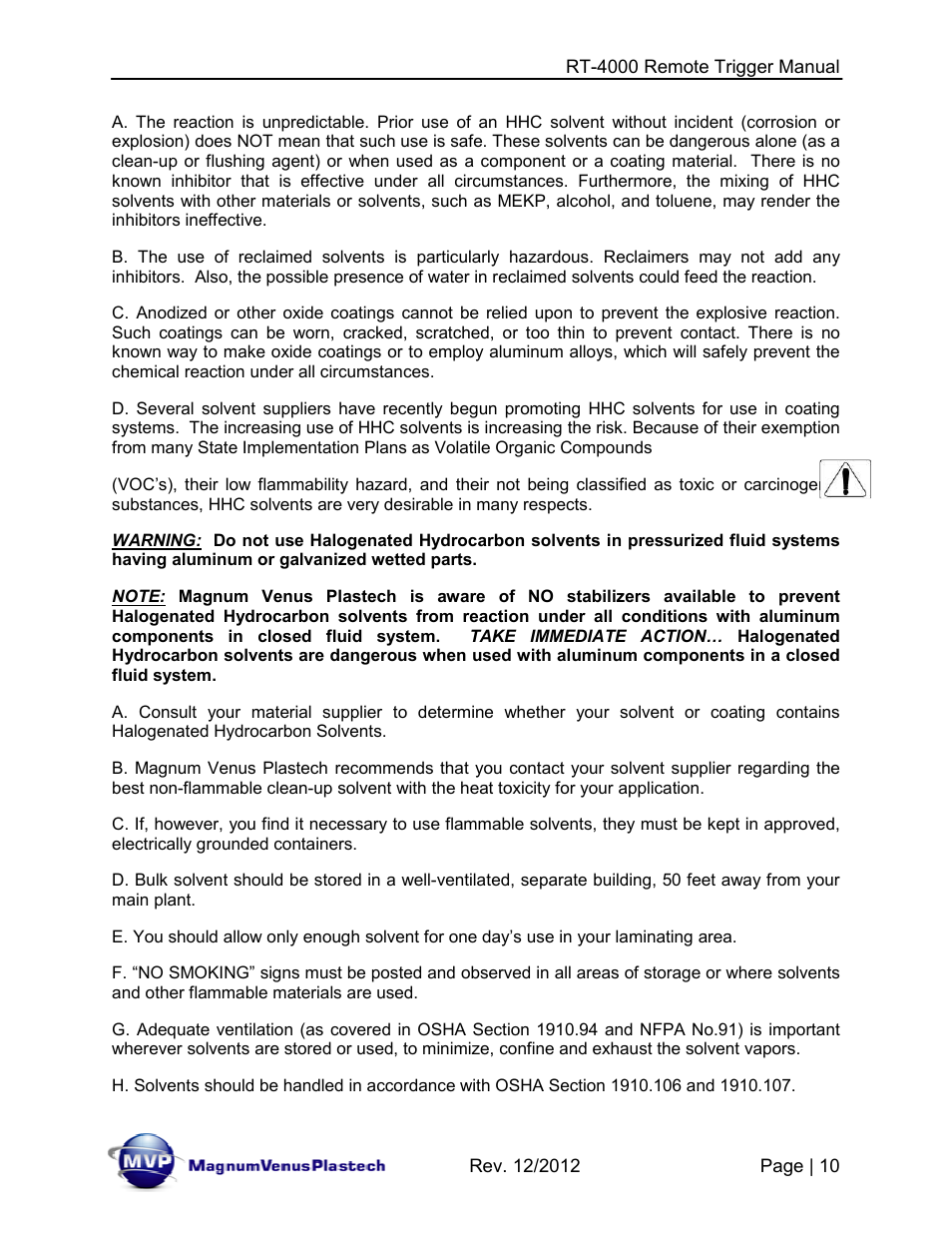 Magnum Venus Plastech RT-4000 RTM INJECTOR TRIGGER User Manual | Page 10 / 28
