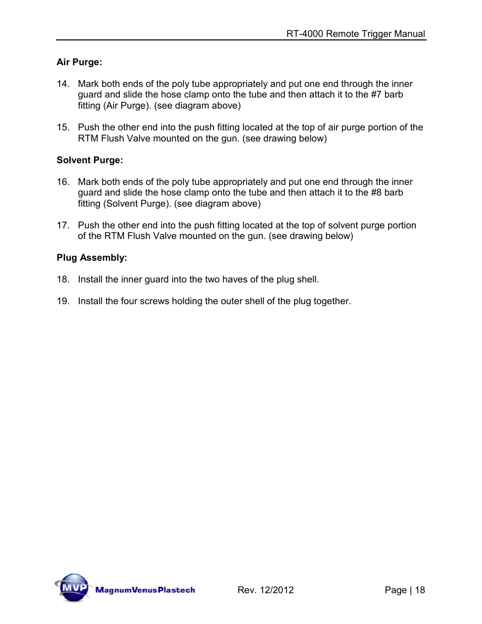 Magnum Venus Plastech RT-4000 RTM INJECTOR TRIGGER User Manual | Page 18 / 28