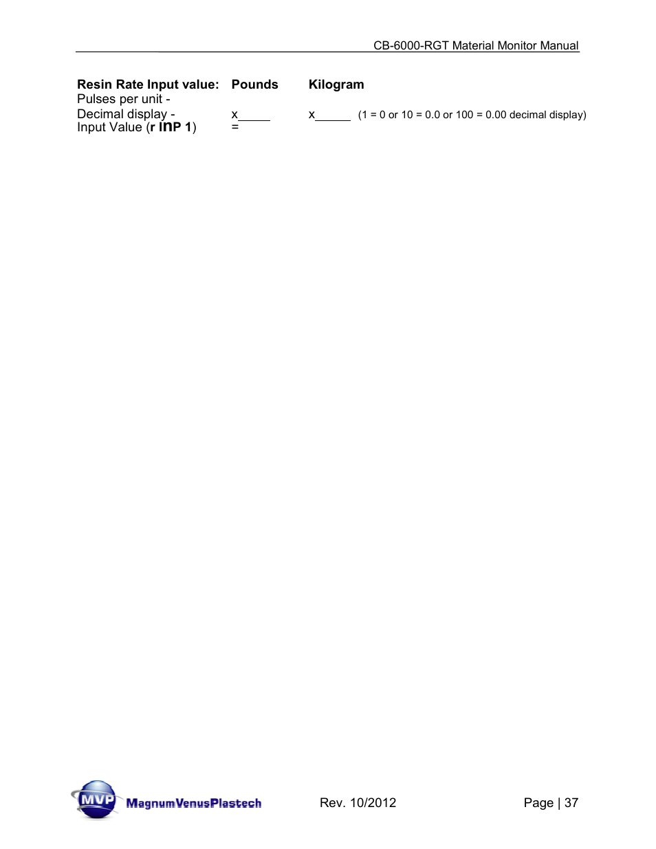 Magnum Venus Plastech CB-6000-RGT MATERIAL MONITOR User Manual | Page 37 / 56