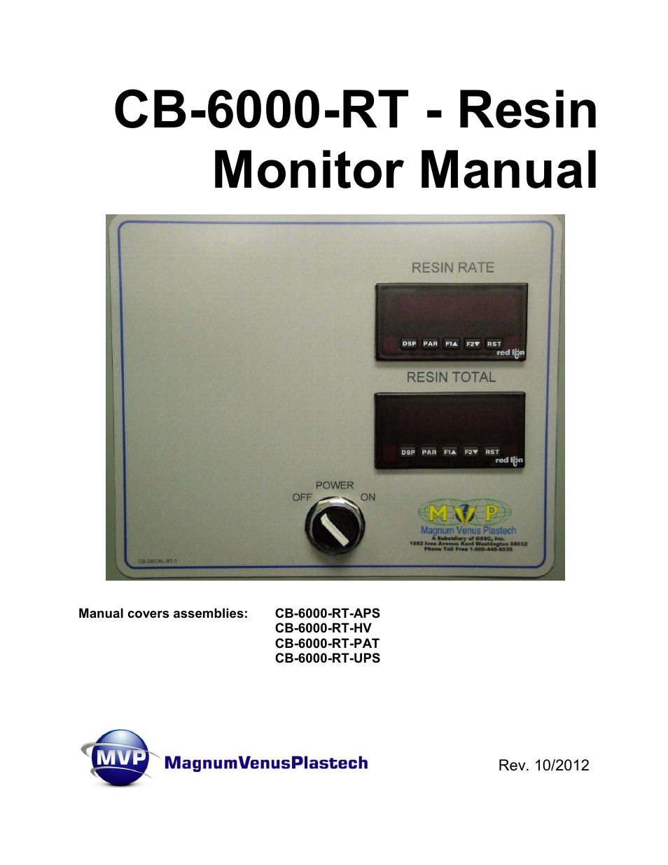 Magnum Venus Plastech CB-6000-RT - Resin Monitor User Manual | 44 pages