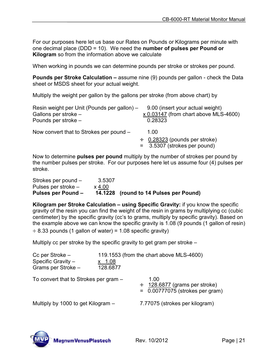 Magnum Venus Plastech CB-6000-RT - Resin Monitor User Manual | Page 21 / 44