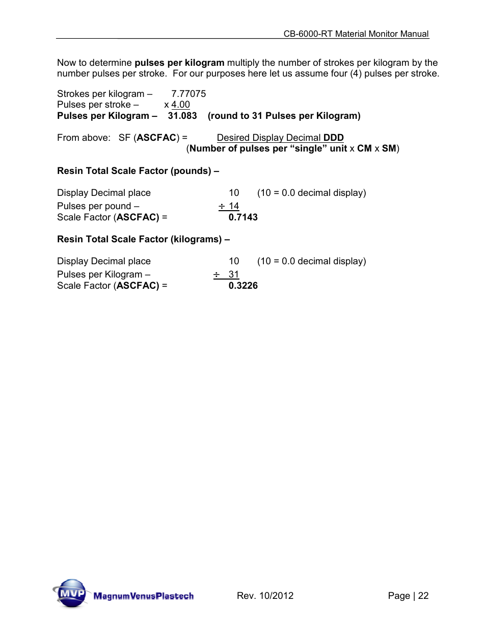 Magnum Venus Plastech CB-6000-RT - Resin Monitor User Manual | Page 22 / 44