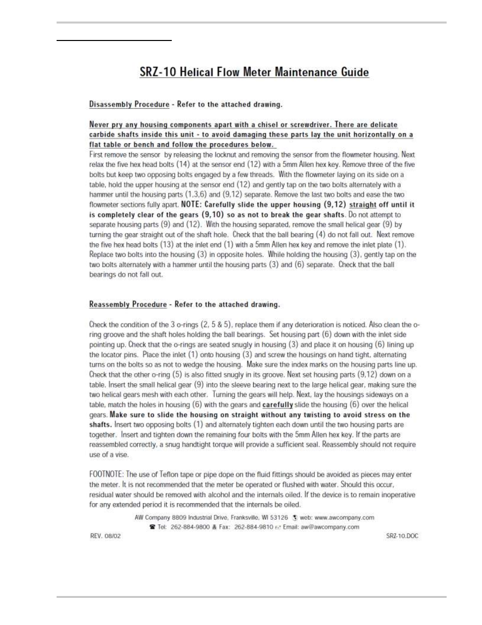 Srz-10 flow meter | Magnum Venus Plastech UPMS-1000 Monitoring System User Manual | Page 33 / 82