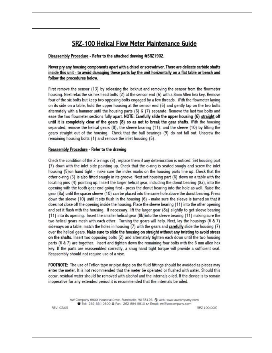 Srz-100 flow meter | Magnum Venus Plastech UPMS-1000 Monitoring System User Manual | Page 45 / 82