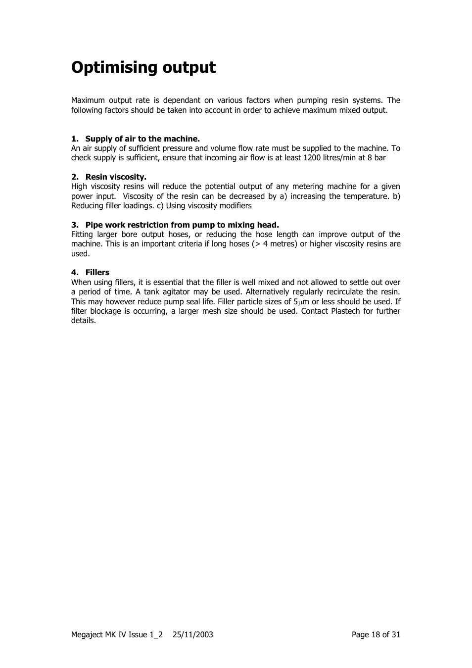 Optimising output | Magnum Venus Plastech Megaject MKIV Revision 1_2 User Manual | Page 18 / 31