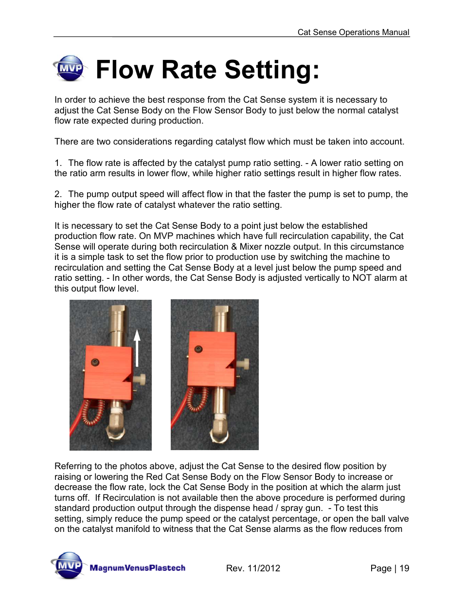 Flow rate setting | Magnum Venus Plastech CTS-9000 CAT SENSE User Manual | Page 19 / 26