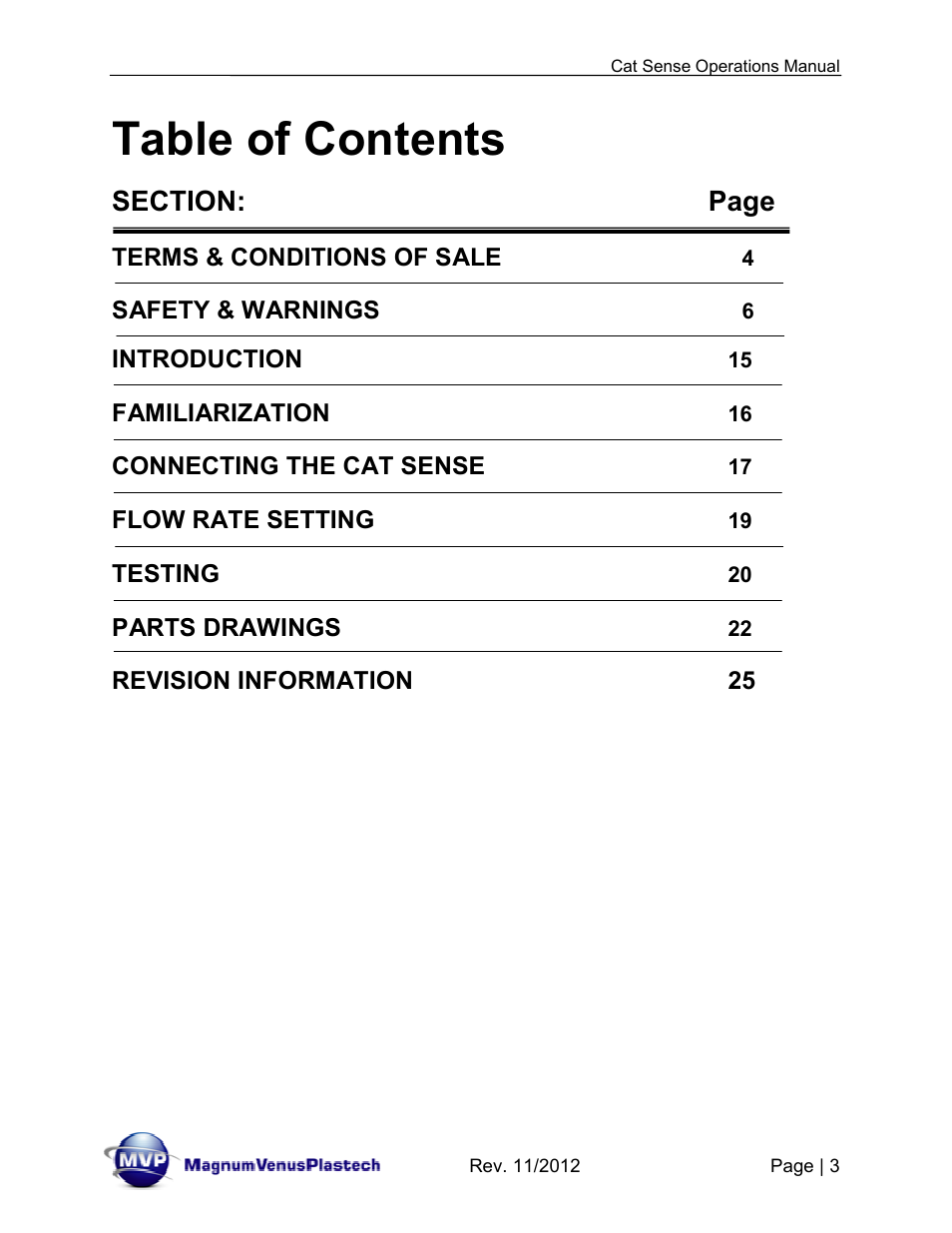 Magnum Venus Plastech CTS-9000 CAT SENSE User Manual | Page 3 / 26