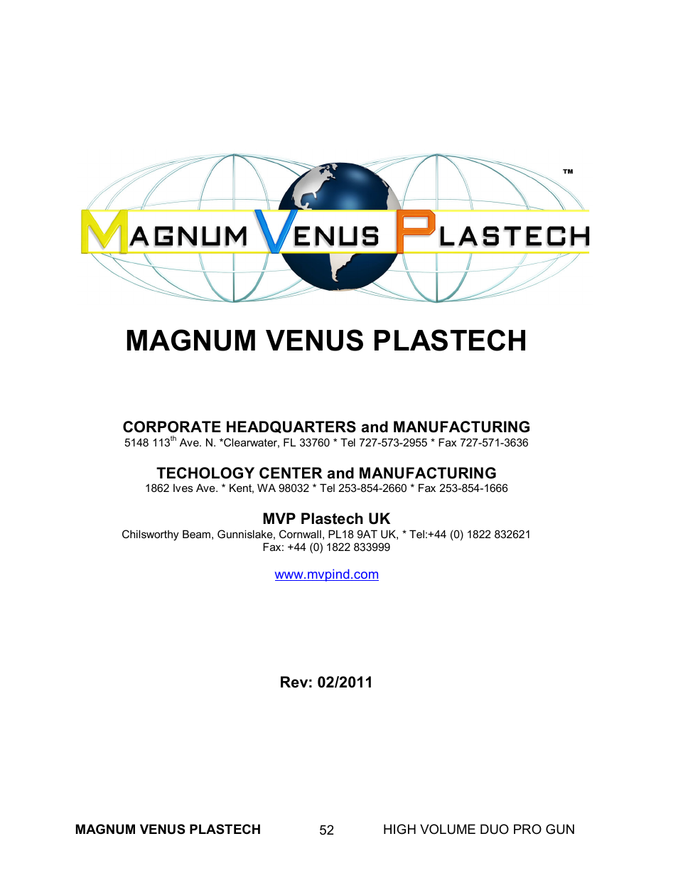 Magnum venus plastech | Magnum Venus Plastech High Duo Pro Gun User Manual | Page 52 / 52