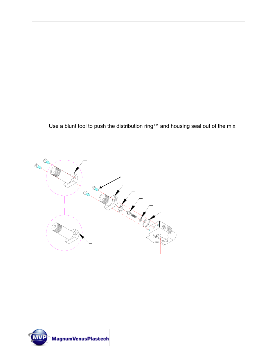 Remove mix housing, Disassemble the catalyst injector assembly | Magnum Venus Plastech Classic Pro Gun CPC_CPG_CPW_CPP User Manual | Page 21 / 102