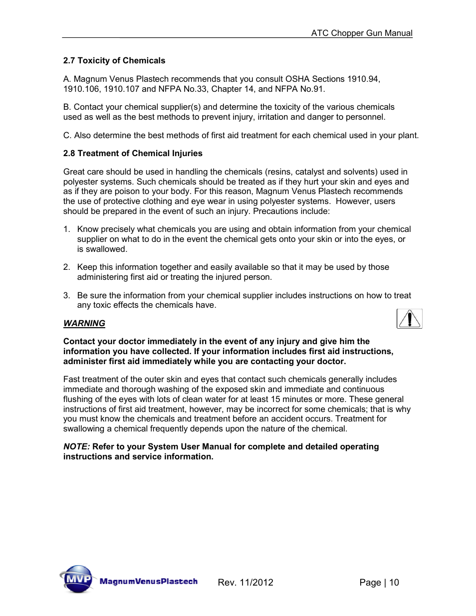 Magnum Venus Plastech ATG chopper Gun User Manual | Page 10 / 60