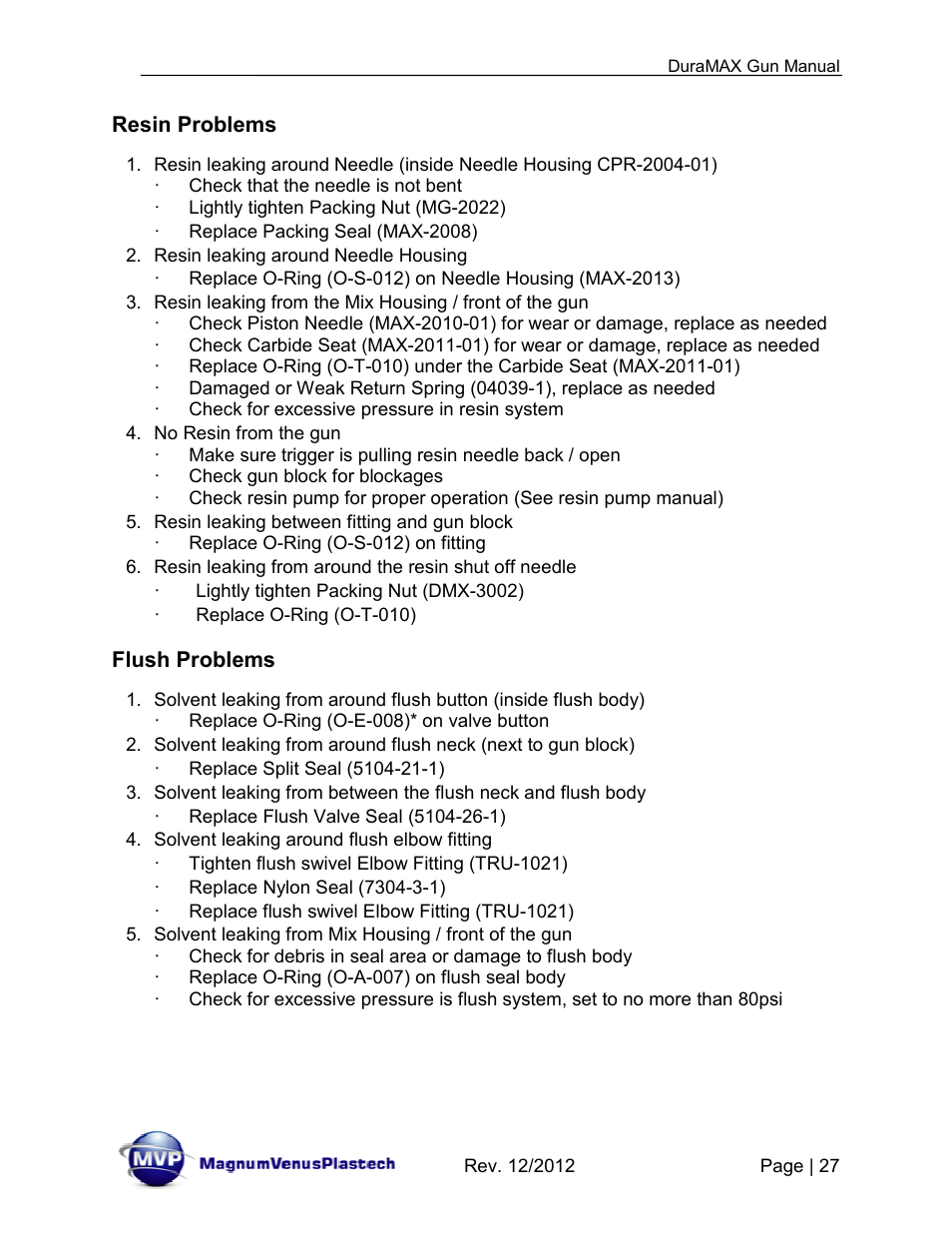 Magnum Venus Plastech DuraMAX Gun DMX-3000 User Manual | Page 27 / 54