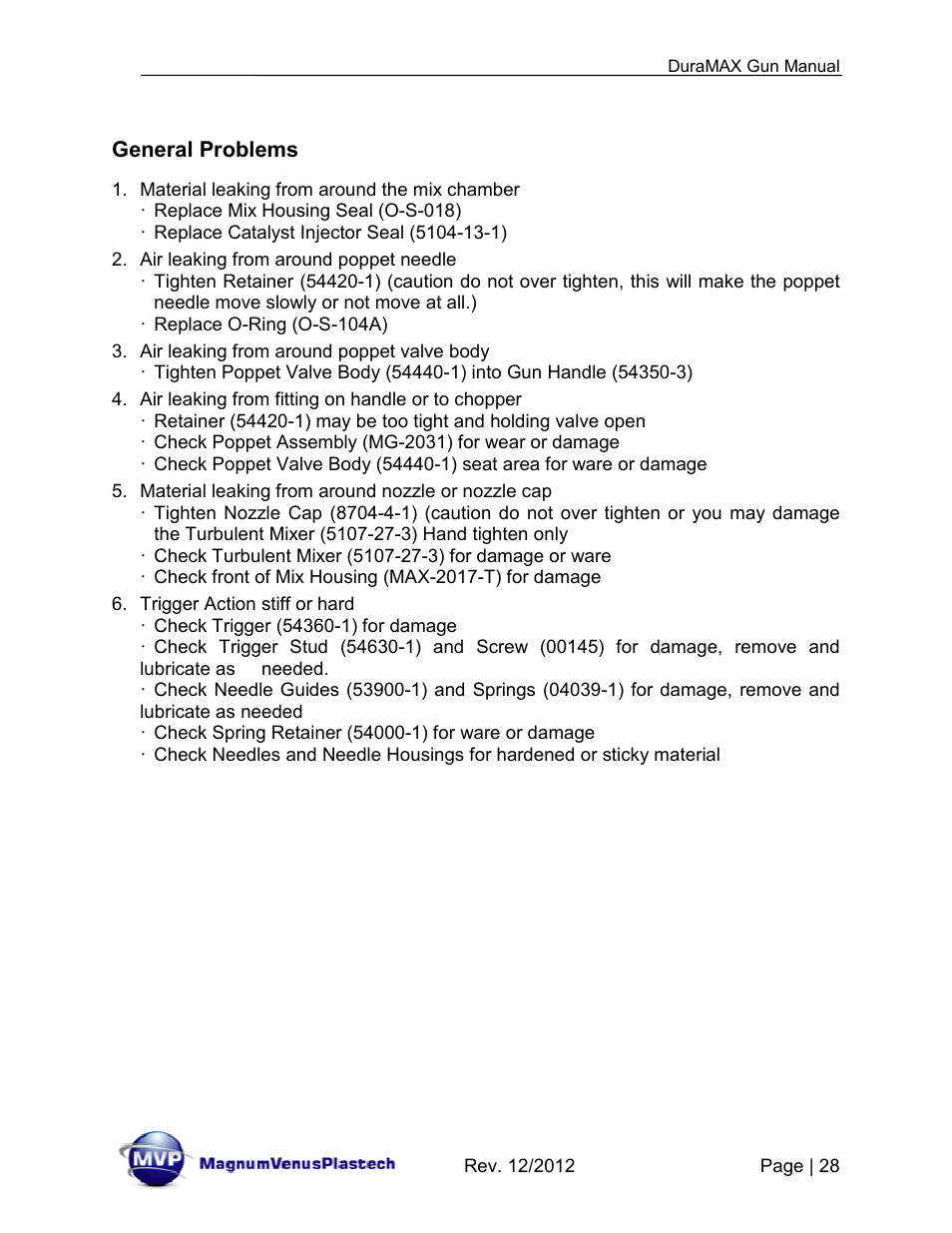 Magnum Venus Plastech DuraMAX Gun DMX-3000 User Manual | Page 28 / 54