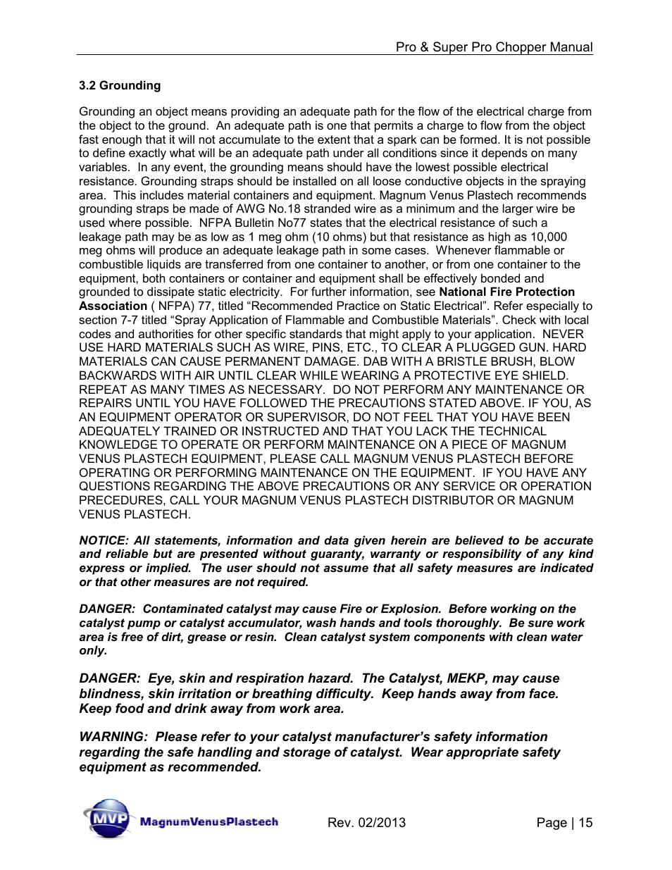 Magnum Venus Plastech PRO AND SUPER PRO CHOPPER VRC-1000_2000_3000 User Manual | Page 15 / 32