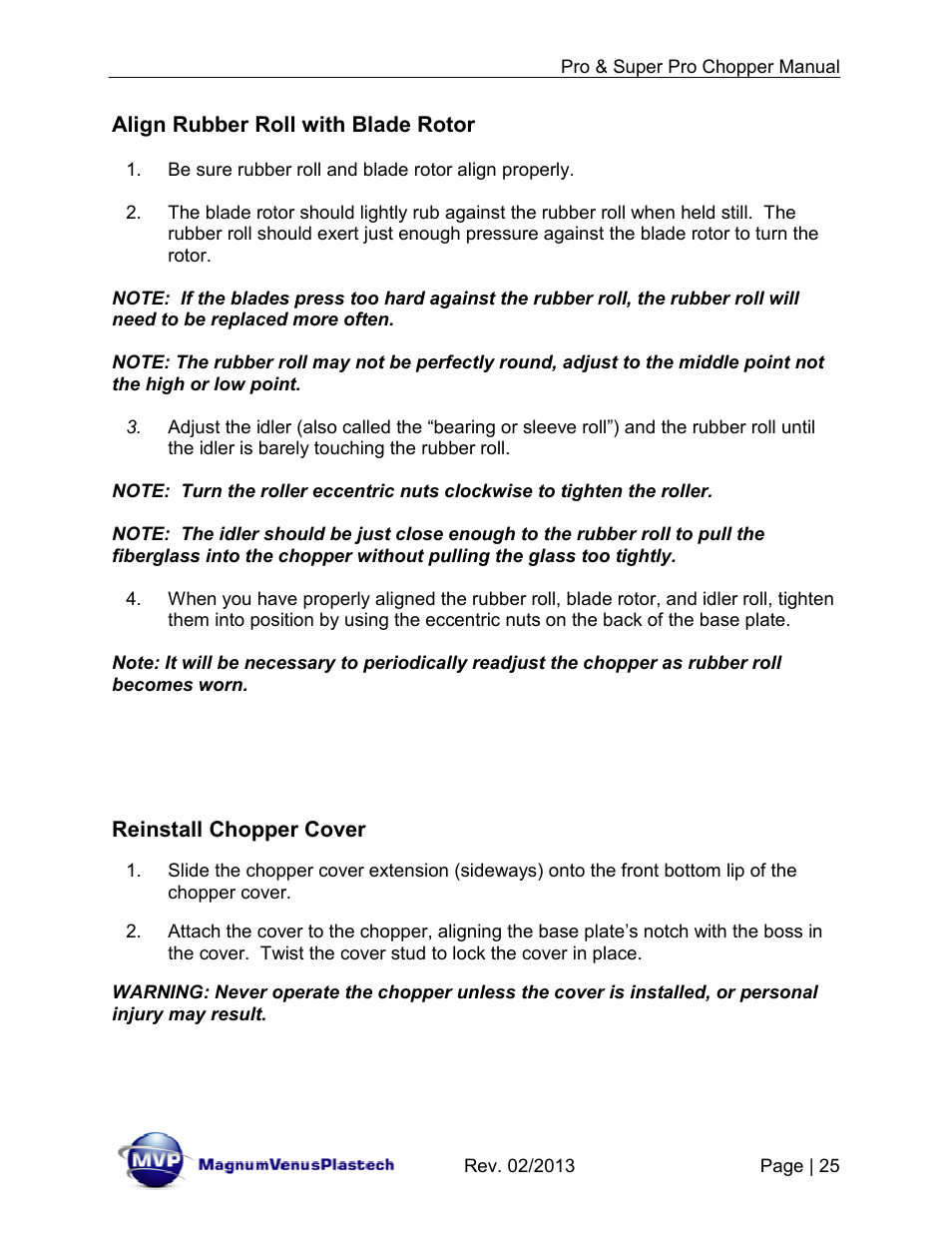 Magnum Venus Plastech PRO AND SUPER PRO CHOPPER VRC-1000_2000_3000 User Manual | Page 25 / 32