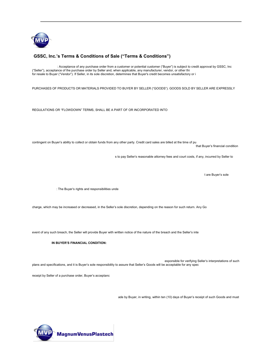 Terms & conditions of sale, Talon external mix gun manual | Magnum Venus Plastech TALON Gun External Mix User Manual | Page 4 / 56
