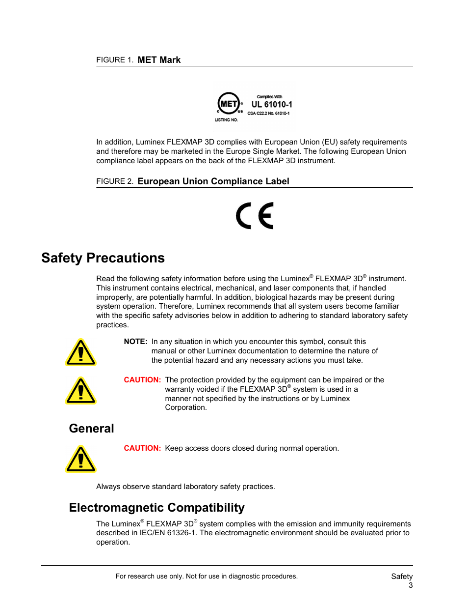 Safety precautions, General, Electromagnetic compatibility | General electromagnetic compatibility | Luminex FLEXMAP 3D User Manual User Manual | Page 13 / 86