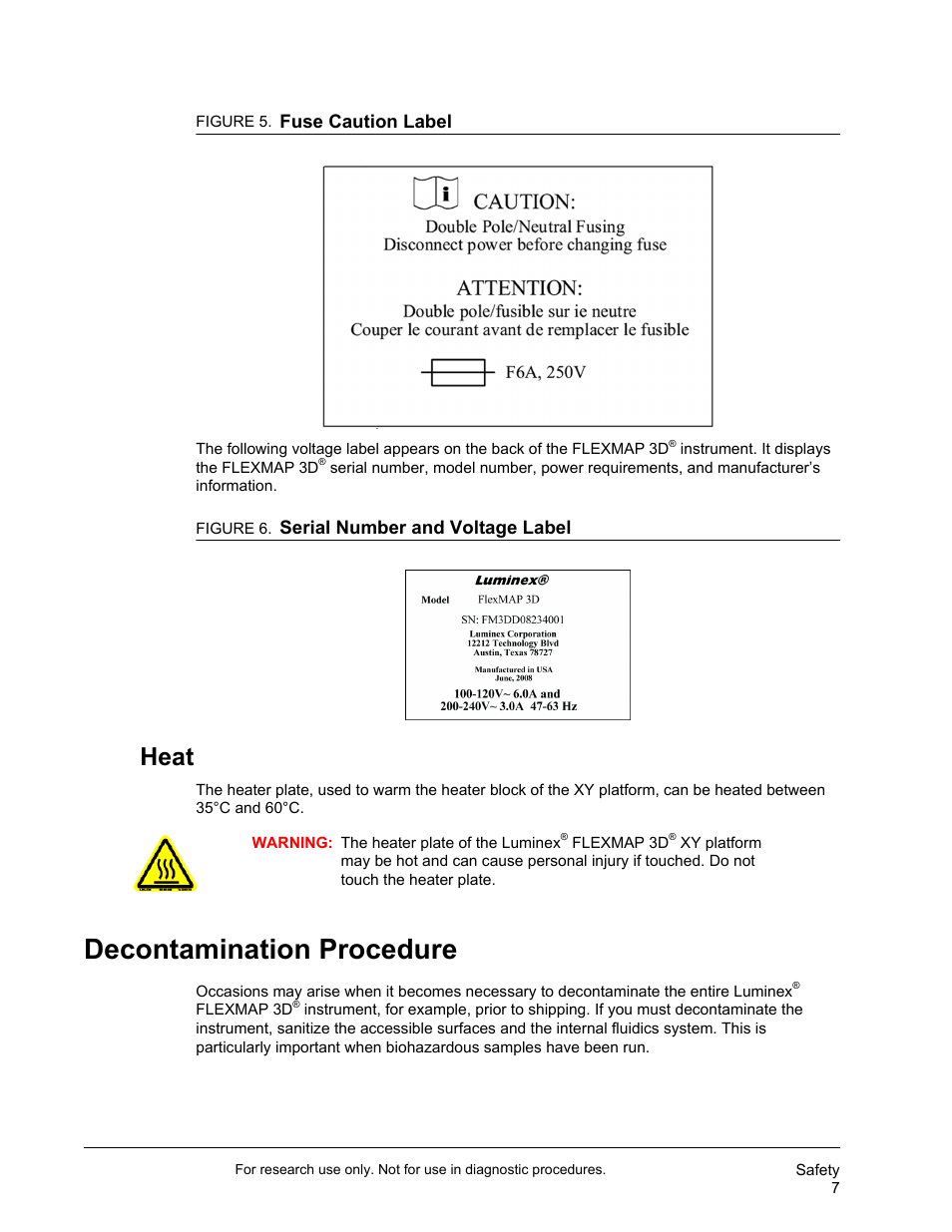 Heat, Decontamination procedure | Luminex FLEXMAP 3D User Manual User Manual | Page 17 / 86