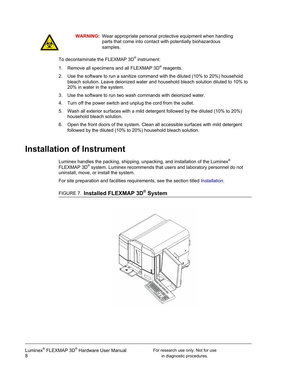 Installation of instrument, Installed flexmap 3d, System | Luminex FLEXMAP 3D User Manual User Manual | Page 18 / 86