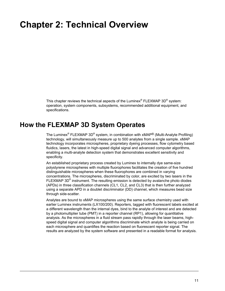 Technical overview, How the flexmap 3d system operates, Chapter 2 technical overview | Chapter 2: technical overview | Luminex FLEXMAP 3D User Manual User Manual | Page 21 / 86
