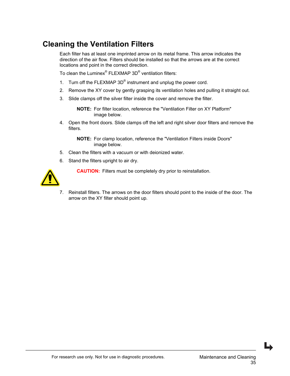 Cleaning the ventilation filters | Luminex FLEXMAP 3D User Manual User Manual | Page 45 / 86