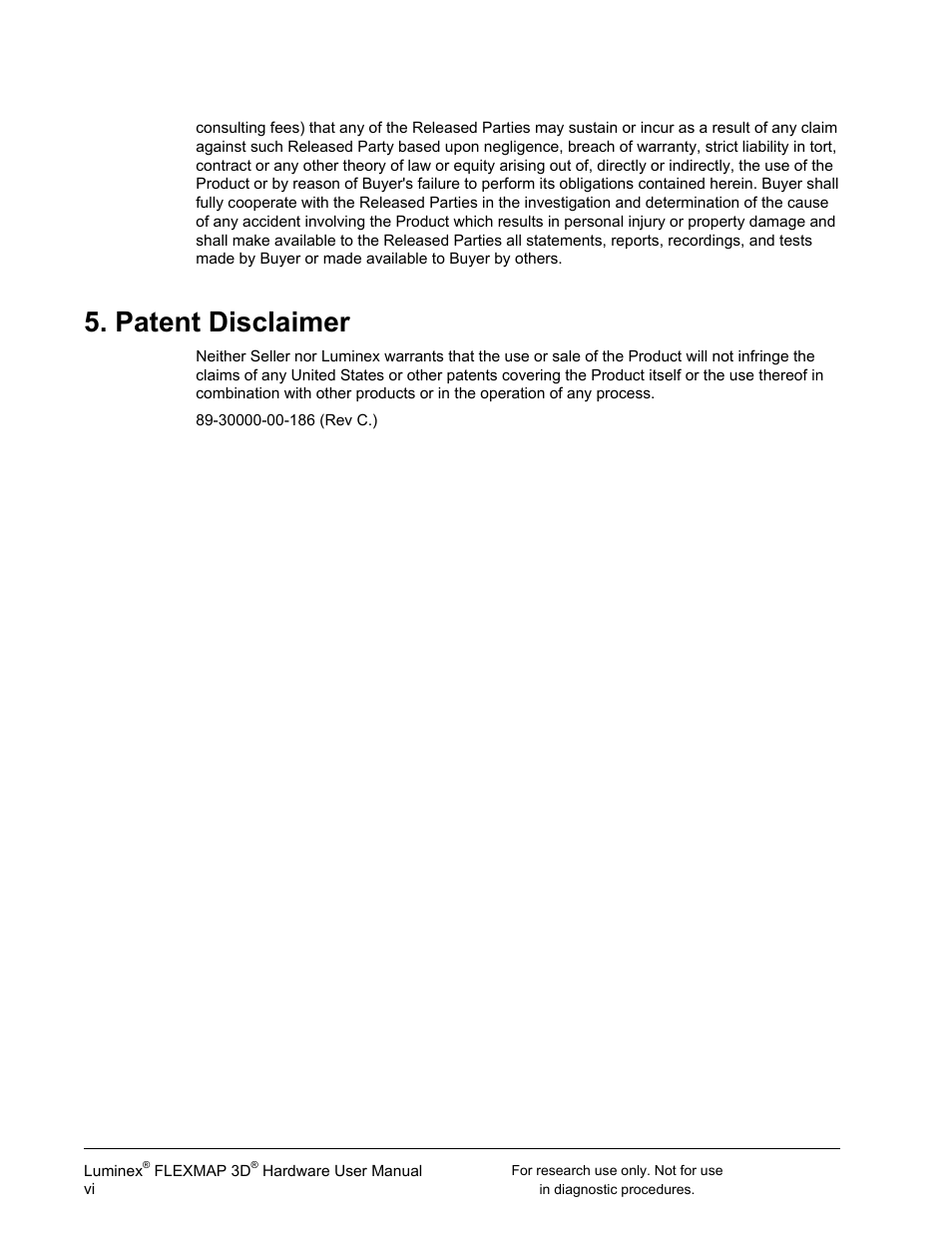 Patent disclaimer | Luminex FLEXMAP 3D User Manual User Manual | Page 6 / 86