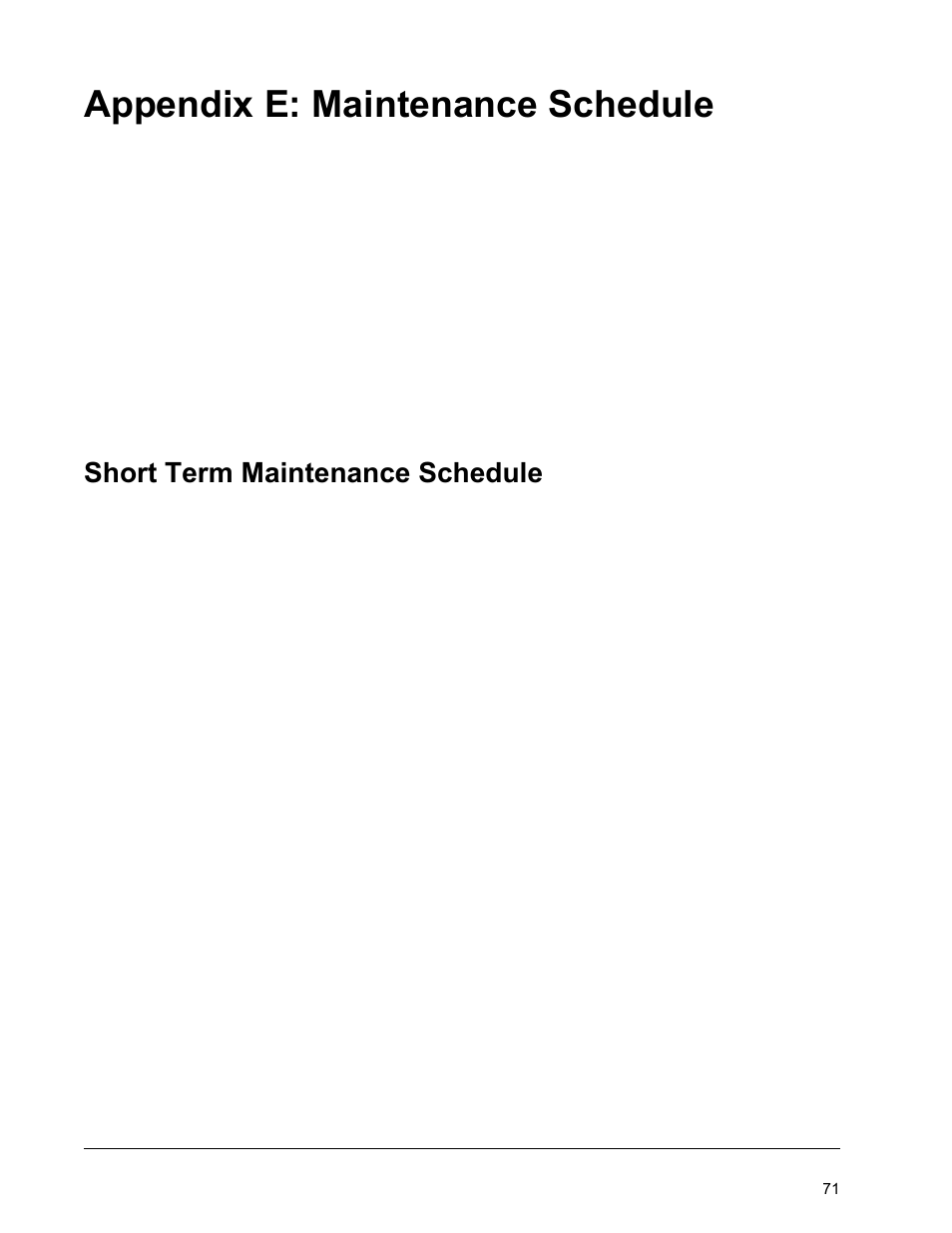 Maintenance schedule, Short term maintenance schedule, Appendix e maintenance schedule | Appendix e: maintenance schedule | Luminex FLEXMAP 3D User Manual User Manual | Page 81 / 86