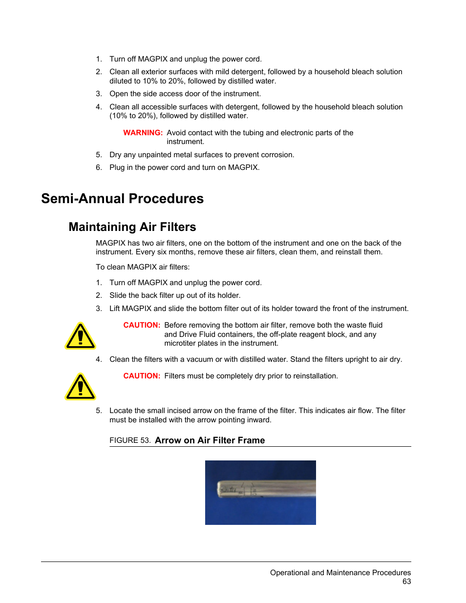 Semi-annual procedures, Maintaining air filters | Luminex MAGPIX Hardware and Installation Manual User Manual | Page 76 / 104