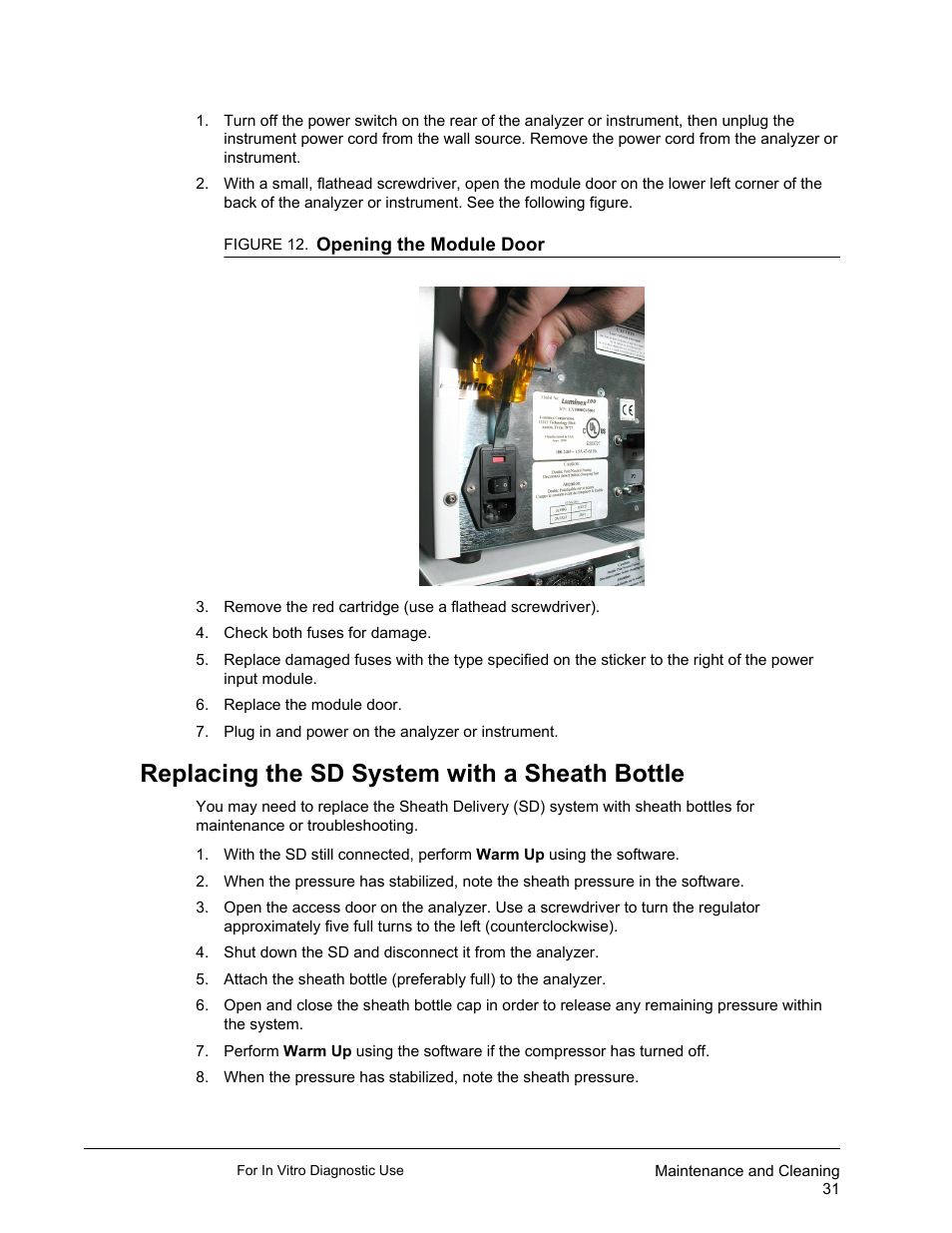 Replacing the sd system with a sheath bottle | Luminex 200 System User Manual User Manual | Page 43 / 63