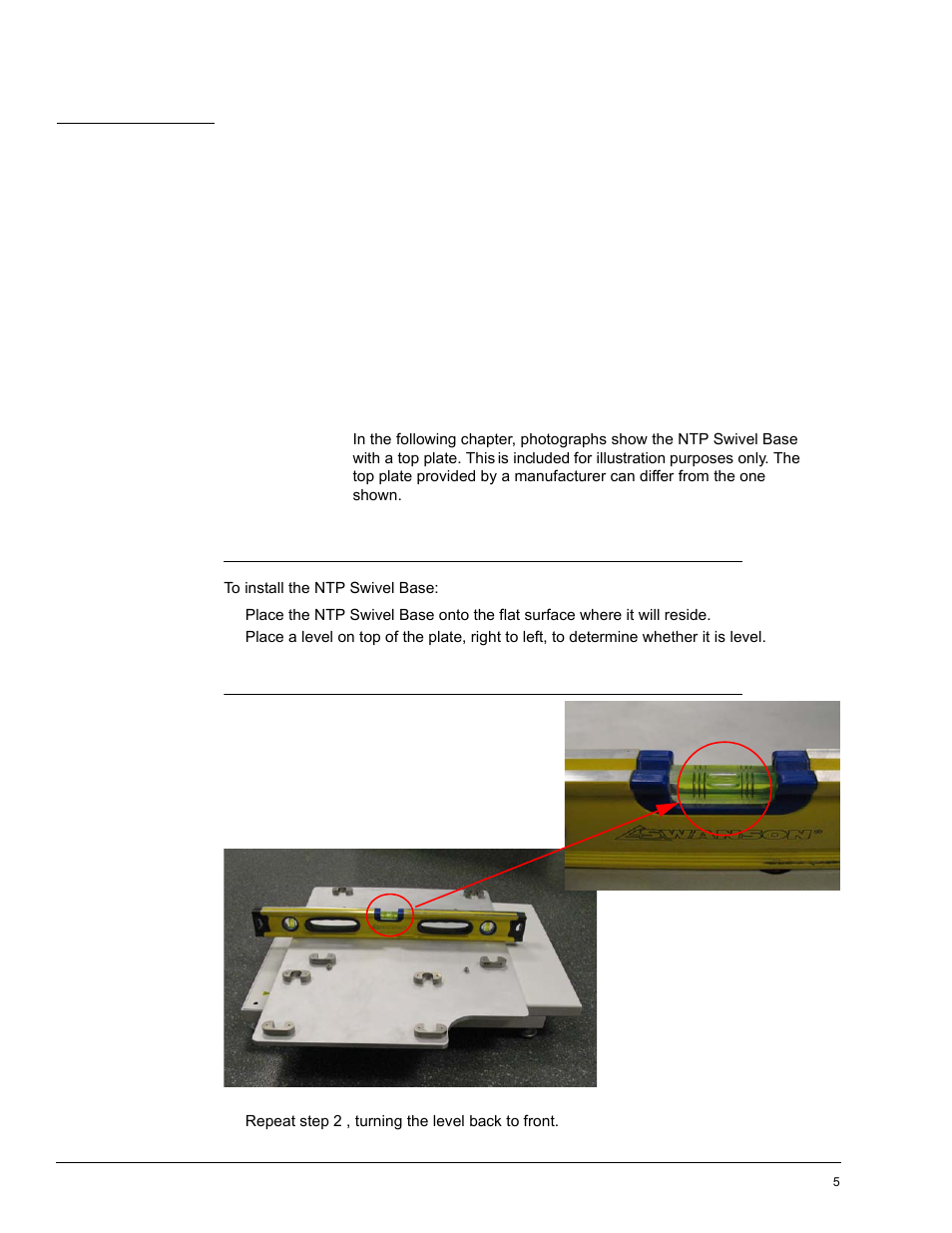 Using the ntp swivel base, Installation | Luminex No Top Plate (NTP) Swivel Base Installation and User Manual User Manual | Page 15 / 18
