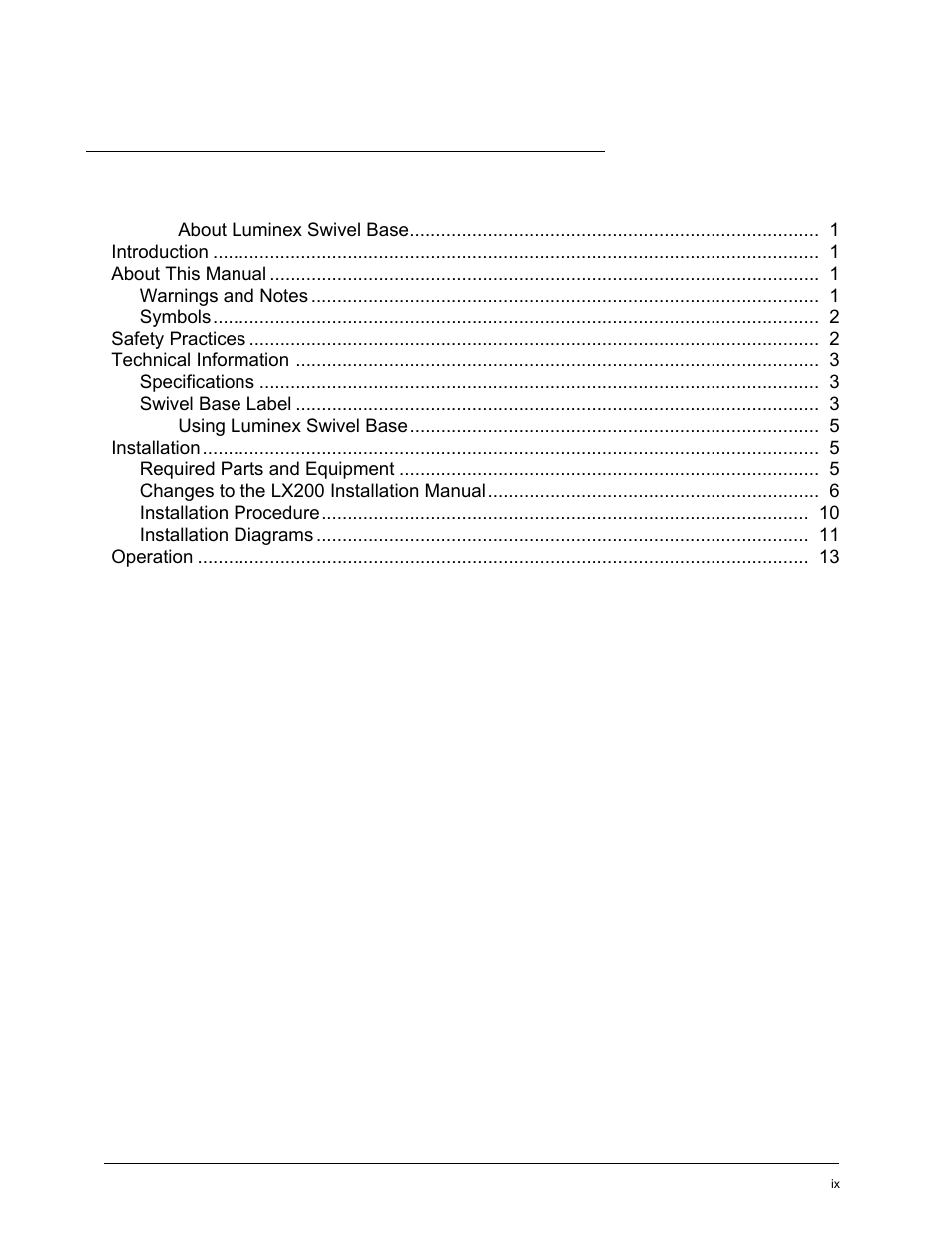 Luminex No Top Plate (NTP) Swivel Base Installation and User Manual User Manual | Page 9 / 18