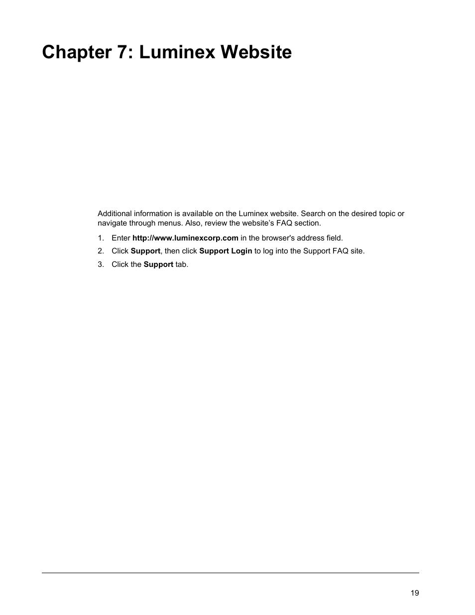 Luminex website, Chapter 7 luminex website, Chapter 7: luminex website | Luminex 200 Installation Guide User Manual | Page 30 / 52