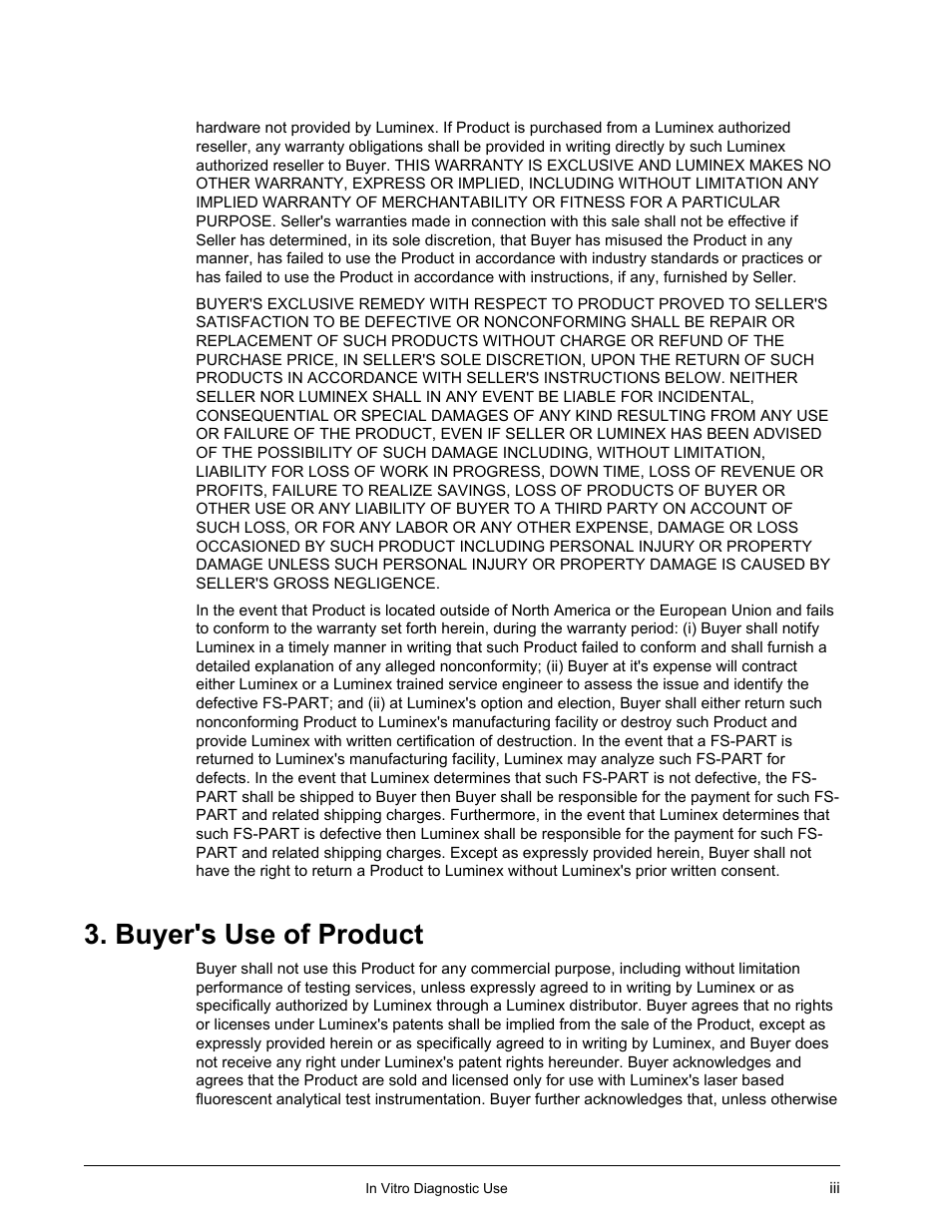 Buyer's use of product | Luminex 200 Installation Guide User Manual | Page 4 / 52