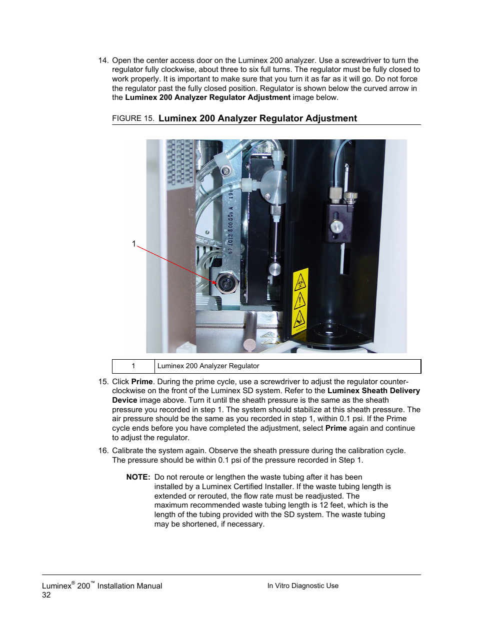 Luminex 200 analyzer regulator adjustment | Luminex 200 Installation Guide User Manual | Page 43 / 52