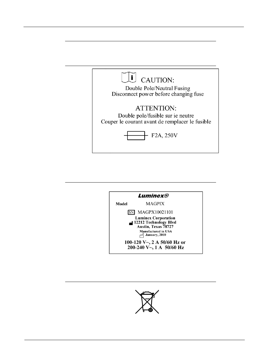 Regulatory labels and warnings | Luminex MAGPIX Installation and Hardware User (IVD) User Manual | Page 16 / 88