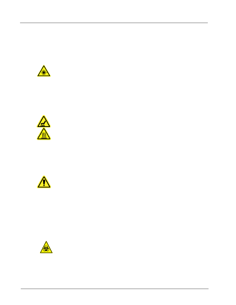 Bar code reader laser, Heat, Fluids | Biohazard, Bar code reader laser heat fluids biohazard | Luminex MAGPIX Installation and Hardware User (IVD) User Manual | Page 20 / 88