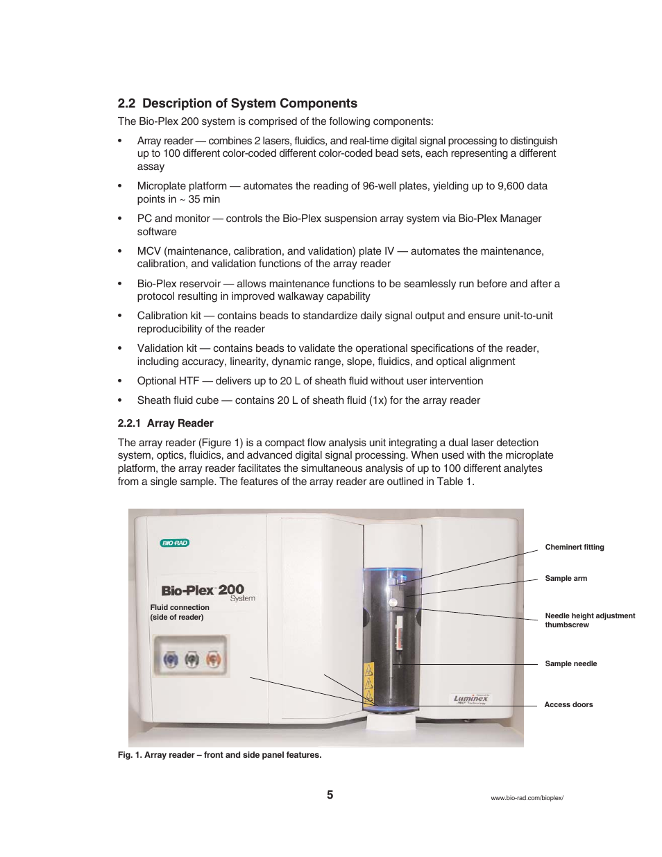 2 description of system components | Luminex BioPlex XYP, LX200 User Manual (supplied by BioRad) User Manual | Page 11 / 51