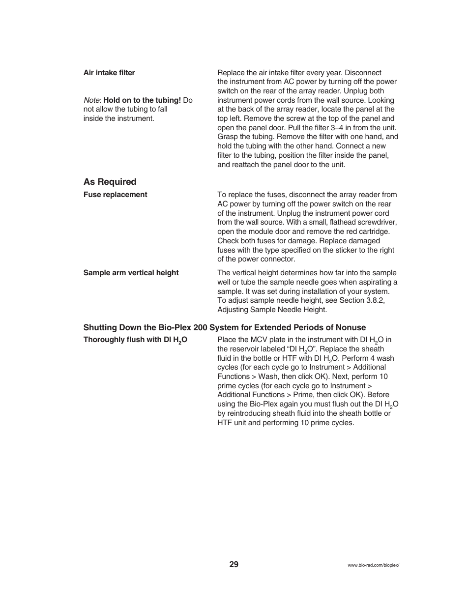 As required | Luminex BioPlex XYP, LX200 User Manual (supplied by BioRad) User Manual | Page 35 / 51