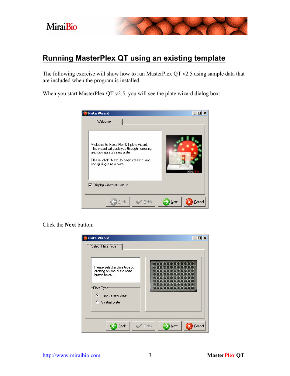 Running masterplex qt using an existing template | Luminex MasterPlex QT Tutorial Manual User Manual | Page 3 / 51