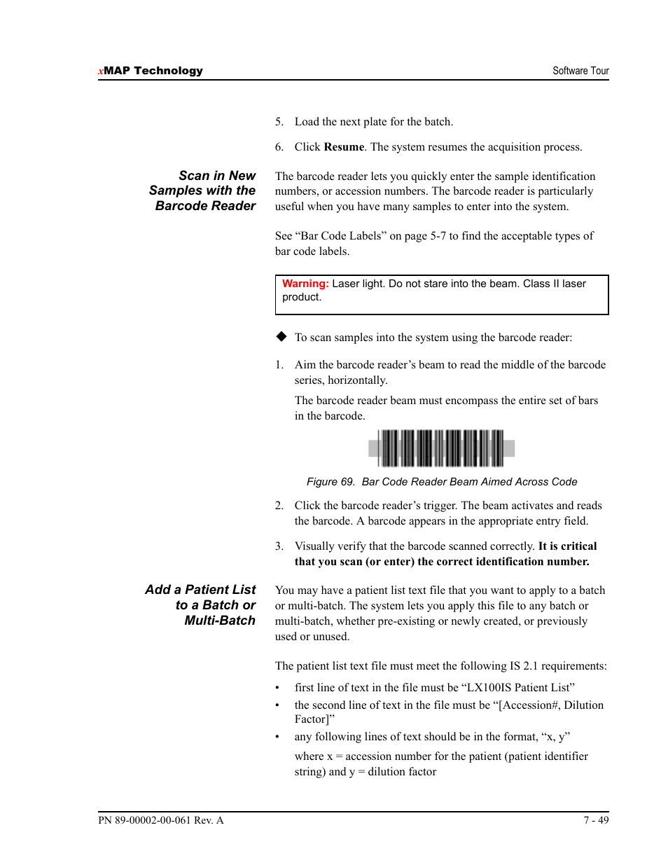 Luminex 100 IS User Manual, Version 2.1 User Manual | Page 109 / 184