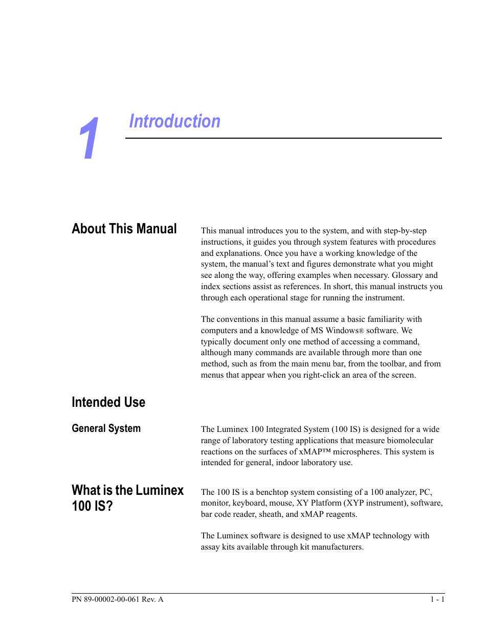 Introduction | Luminex 100 IS User Manual, Version 2.1 User Manual | Page 13 / 184